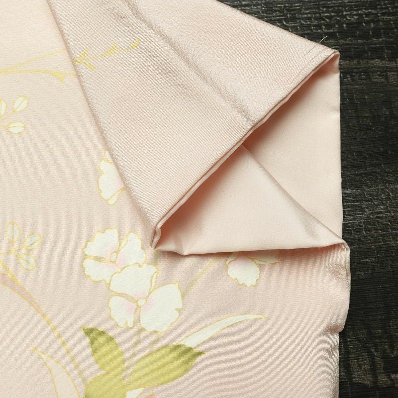 訪問着 美品 しつけ糸付き 縮緬 正絹 花柄 袷仕立て 身丈166.5cm 裄丈68cm リサイクル着物 着物 入学式 卒業式 七五三 お宮参り フォーマル 上品 ピンク_画像15