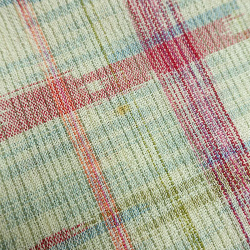 単衣 紬 バチ衿仕立て 正絹 幾何学柄・抽象柄 単衣仕立て 身丈155cm 裄丈63.5cm リサイクル着物 着物 緑・うぐいす色_画像13