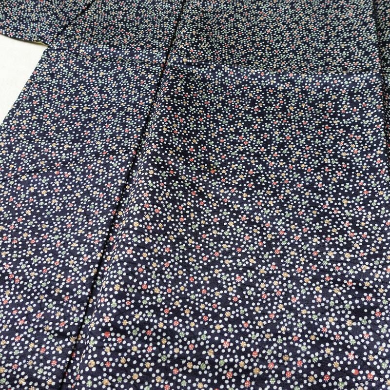 小紋 良品 しつけ糸付き ポリエステル その他の柄 袷仕立て 身丈151cm 裄丈63cm リサイクル着物 着物 青・紺_画像5