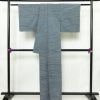 紬 しつけ糸付き 正絹 縞柄・線柄 袷仕立て 身丈162.5cm 裄丈64cm リサイクル着物 着物 青・紺_画像2
