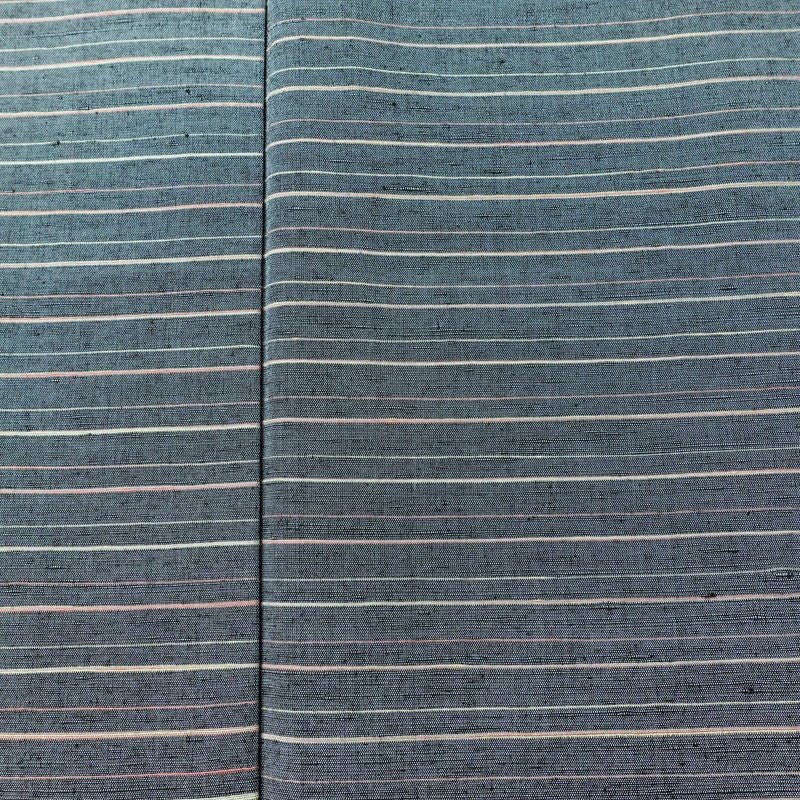 紬 しつけ糸付き 正絹 縞柄・線柄 袷仕立て 身丈162.5cm 裄丈64cm リサイクル着物 着物 青・紺_画像6