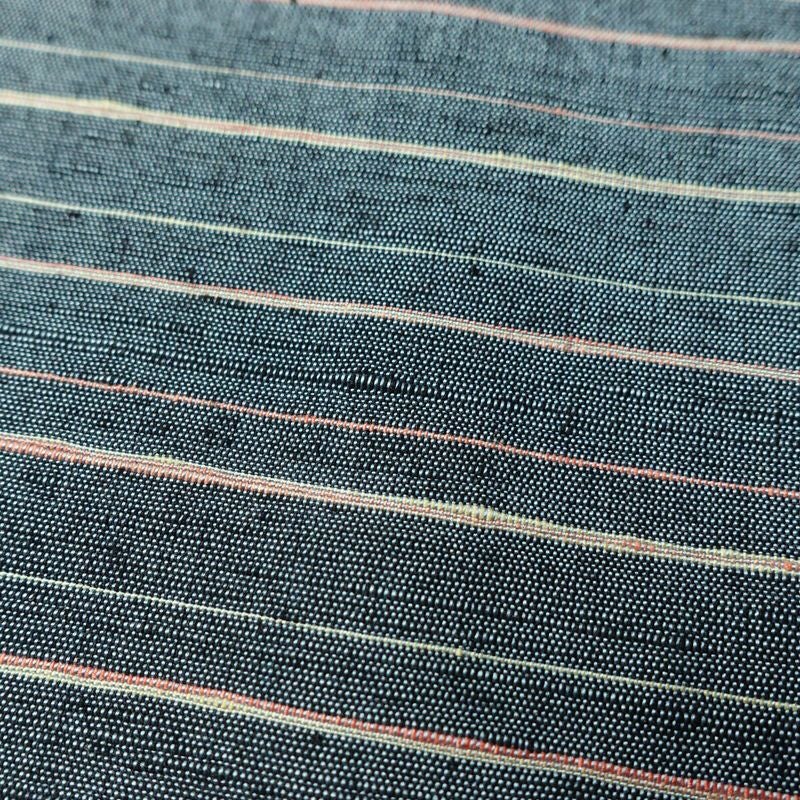 紬 しつけ糸付き 正絹 縞柄・線柄 袷仕立て 身丈162.5cm 裄丈64cm リサイクル着物 着物 青・紺_画像9