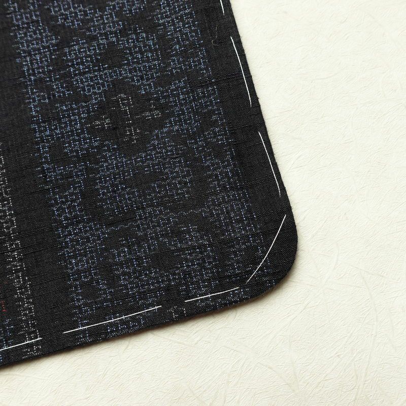 結城玉紬 紬 結城紬 良品 証紙あり 真綿手紡糸 しつけ糸付き 正絹 縞柄・線柄 袷仕立て 身丈153cm 裄丈63.5cm リサイクル着物 着物 青・紺_画像15