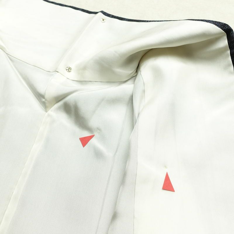 結城玉紬 紬 結城紬 良品 証紙あり 真綿手紡糸 しつけ糸付き 正絹 縞柄・線柄 袷仕立て 身丈153cm 裄丈63.5cm リサイクル着物 着物 青・紺_画像18