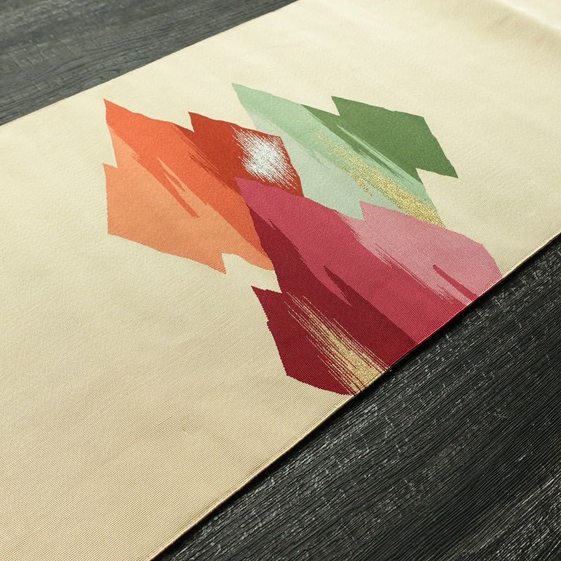 名古屋帯 太鼓柄 美品 正絹 古典柄 松葉仕立て なごや帯 リサイクル帯 帯 シンプル ベージュ_画像12