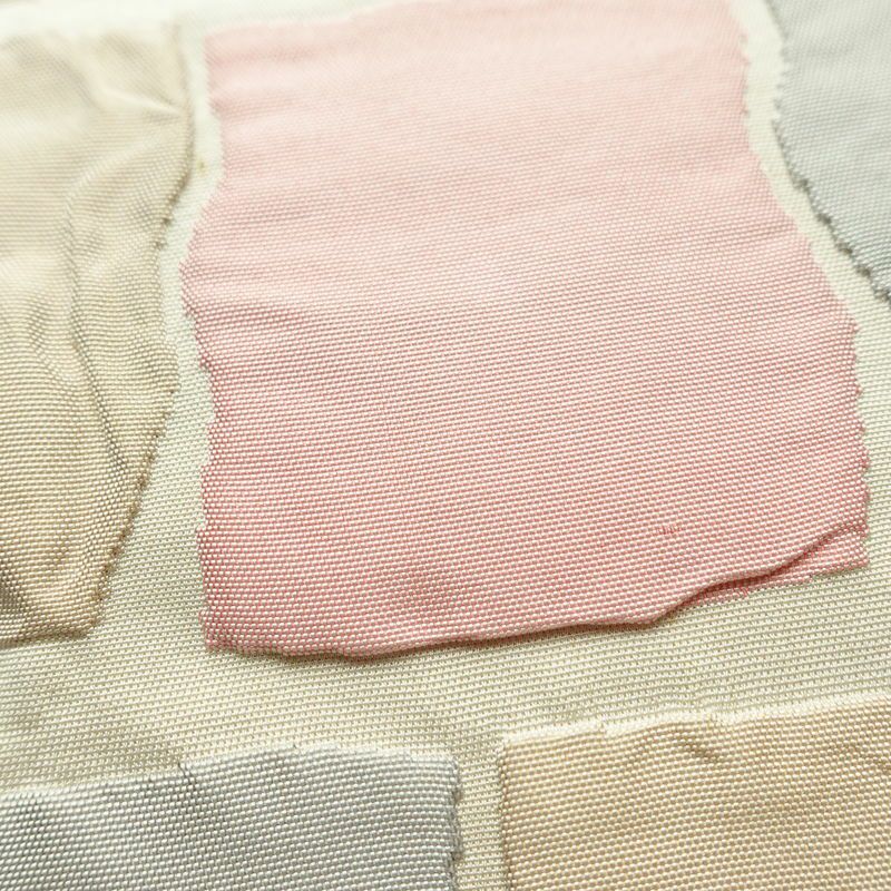 名古屋帯 太鼓柄 正絹 幾何学柄・抽象柄 通し仕立て なごや帯 リサイクル帯 帯 モダン ベージュ_画像6