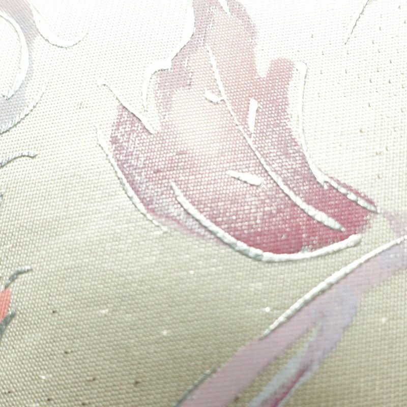 名古屋帯 太鼓柄 正絹 花柄 名古屋仕立て なごや帯 リサイクル帯 帯 刺繍 銀彩 金・銀_画像5
