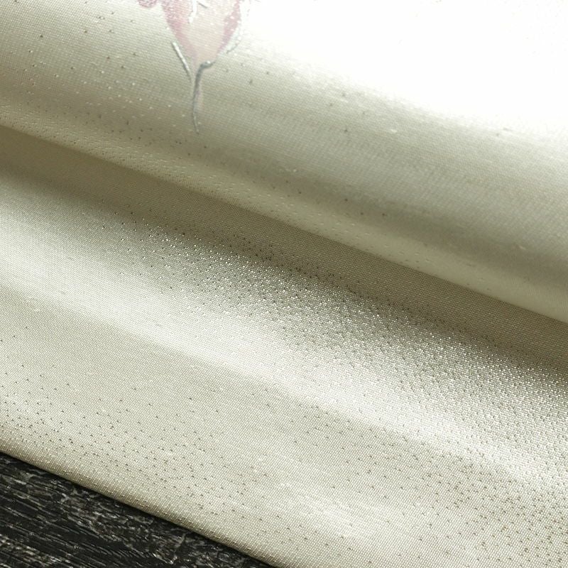 名古屋帯 太鼓柄 正絹 花柄 名古屋仕立て なごや帯 リサイクル帯 帯 刺繍 銀彩 金・銀_画像8