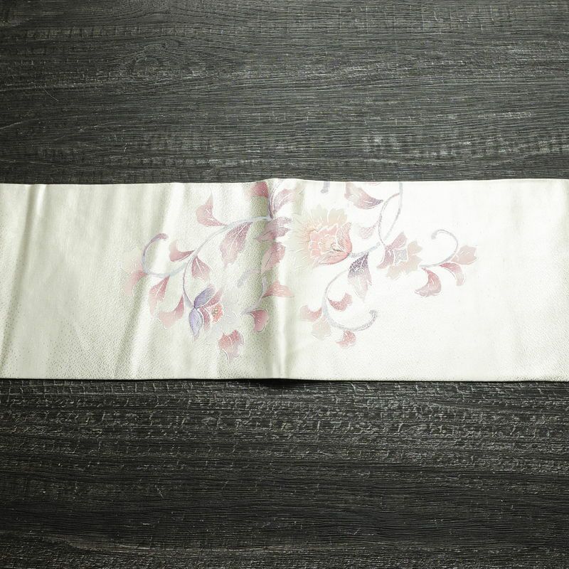 名古屋帯 太鼓柄 正絹 花柄 名古屋仕立て なごや帯 リサイクル帯 帯 刺繍 銀彩 金・銀_画像15