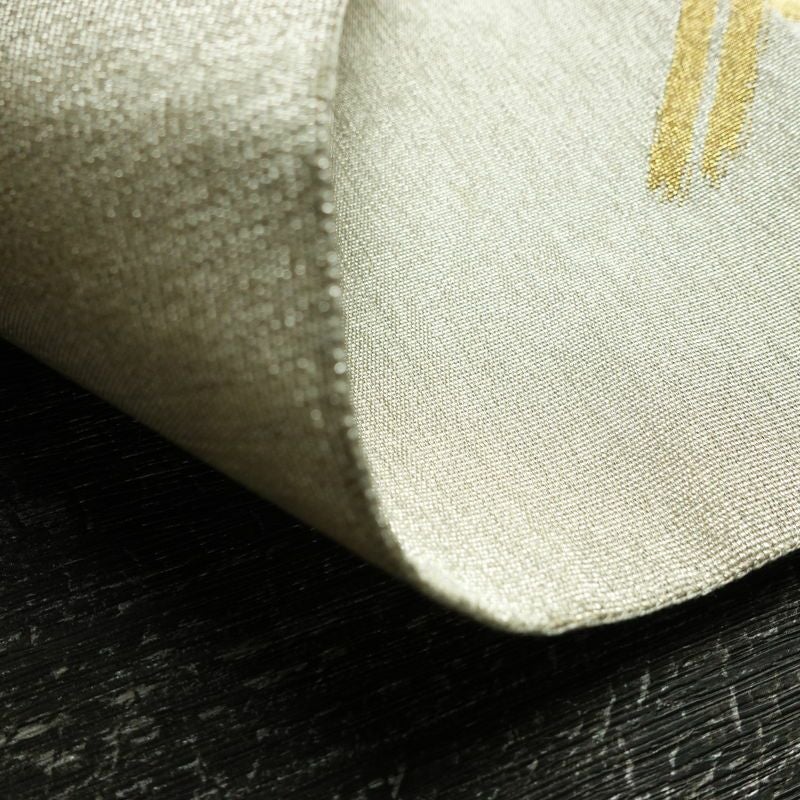 名古屋帯 太鼓柄 良品 つづれ織 正絹 幾何学柄・抽象柄 松葉仕立て なごや帯 リサイクル帯 帯 金・銀_画像11