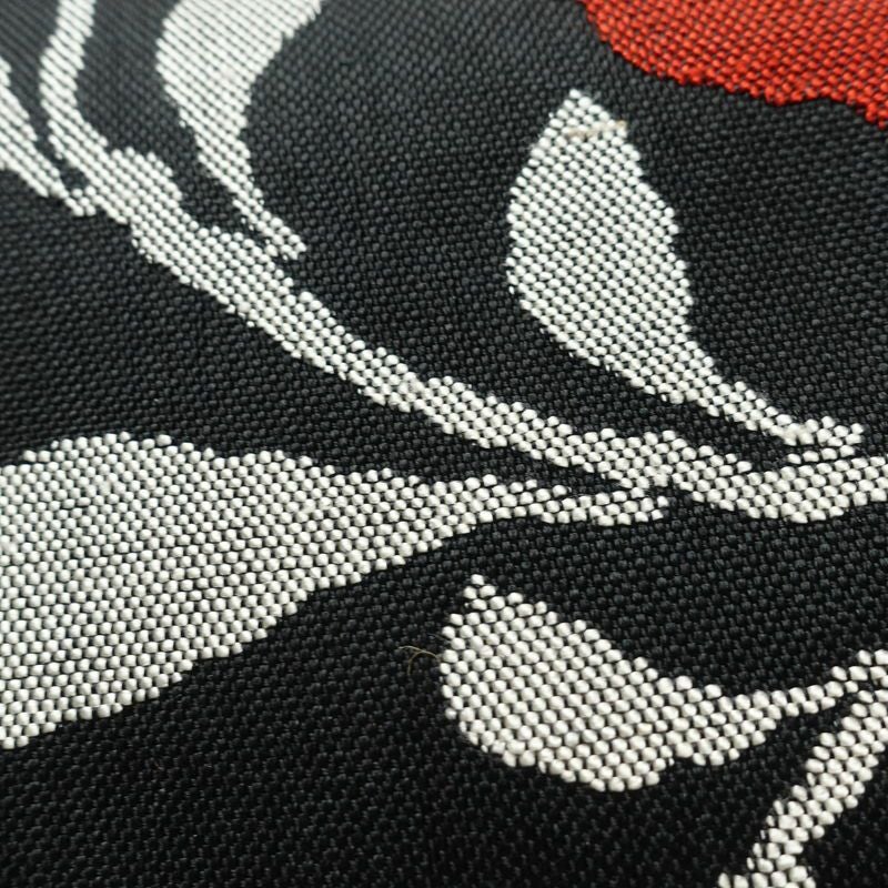 名古屋帯 六通柄 良品 正絹 花柄 松葉仕立て なごや帯 リサイクル帯 帯 黒_画像6