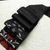名古屋帯 六通柄 良品 正絹 花柄 松葉仕立て なごや帯 リサイクル帯 帯 黒_画像17