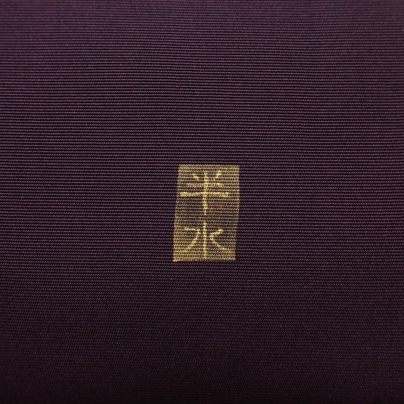 名古屋帯 太鼓柄 正絹 木の葉・植物柄 名古屋仕立て なごや帯 リサイクル帯 帯 金彩 紫・藤色_画像7