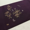 名古屋帯 太鼓柄 正絹 木の葉・植物柄 名古屋仕立て なごや帯 リサイクル帯 帯 金彩 紫・藤色_画像11