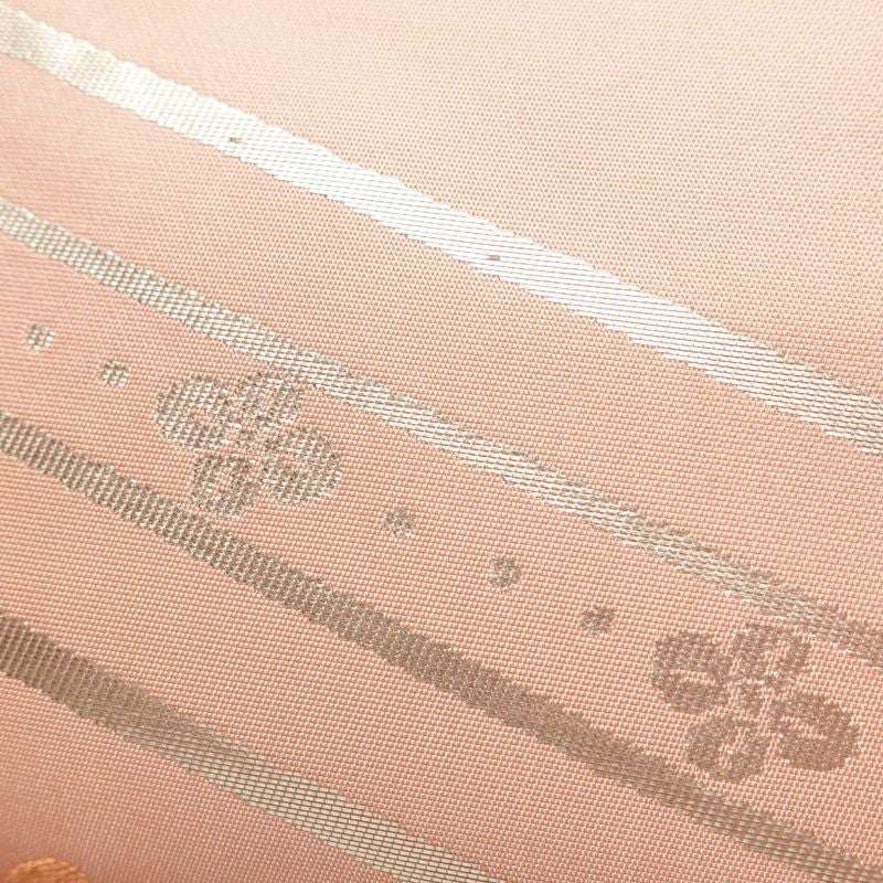 名古屋帯 六通柄 良品 正絹 花柄 名古屋仕立て なごや帯 リサイクル帯 帯 箔 ピンク_画像5