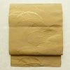 名古屋帯 全通柄 良品 正絹 木の葉・植物柄 通し仕立て なごや帯 リサイクル帯 帯 黄・黄土色_画像1
