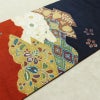 名古屋帯 太鼓柄 良品 絞り 正絹 花柄 名古屋仕立て なごや帯 リサイクル帯 帯 青・紺_画像11
