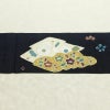 名古屋帯 太鼓柄 良品 絞り 正絹 花柄 名古屋仕立て なごや帯 リサイクル帯 帯 青・紺_画像14