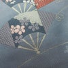 名古屋帯 六通柄 正絹 古典柄 名古屋仕立て なごや帯 リサイクル帯 帯 扇子 青・紺_画像3