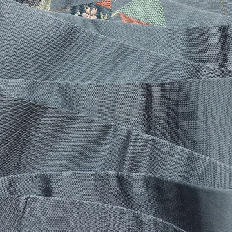 名古屋帯 六通柄 正絹 古典柄 名古屋仕立て なごや帯 リサイクル帯 帯 扇子 青・紺_画像18