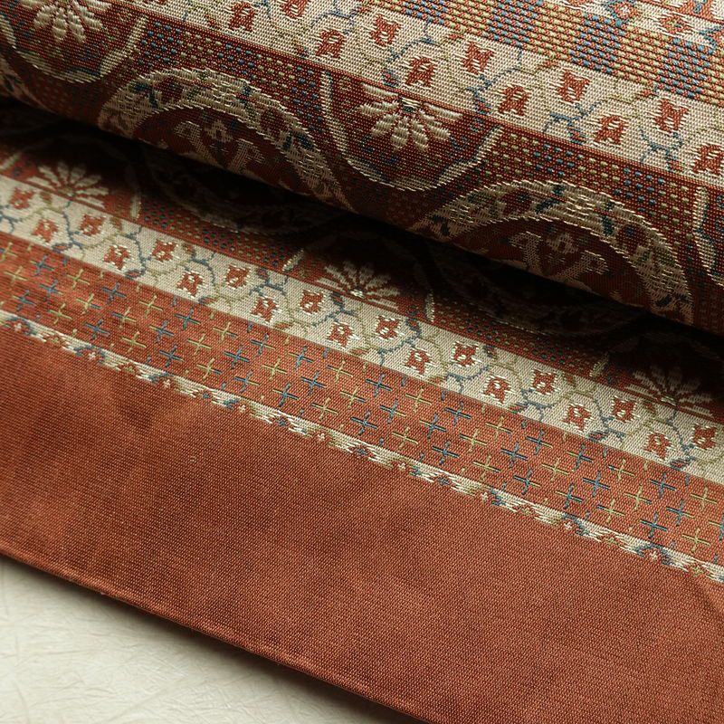 名古屋帯 全通柄 正絹 人物・動物柄 通し仕立て なごや帯 リサイクル帯 帯 茶_画像7