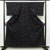 紬 正絹 幾何学柄・抽象柄 袷仕立て 身丈157.5cm 裄丈65cm リサイクル着物 着物 青・紺_画像1