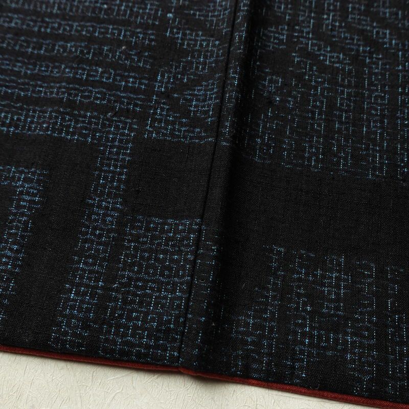 紬 正絹 幾何学柄・抽象柄 袷仕立て 身丈157.5cm 裄丈65cm リサイクル着物 着物 青・紺_画像13