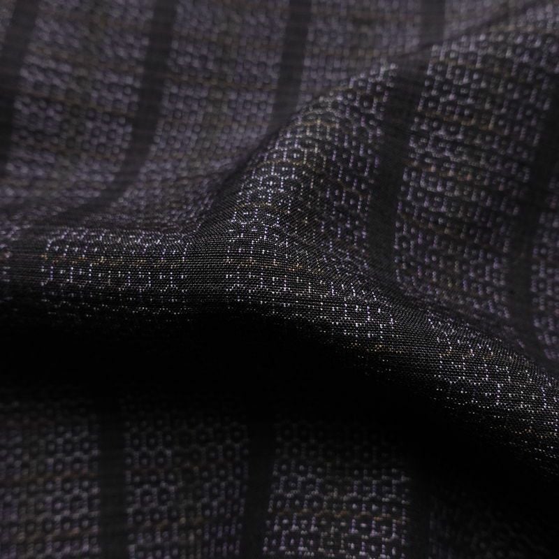 結城紬 紬 美品 証紙あり しつけ糸付き バチ衿仕立て 正絹 縞柄・線柄 袷仕立て 身丈156cm 裄丈63.5cm リサイクル着物 着物 紫・藤色_画像20