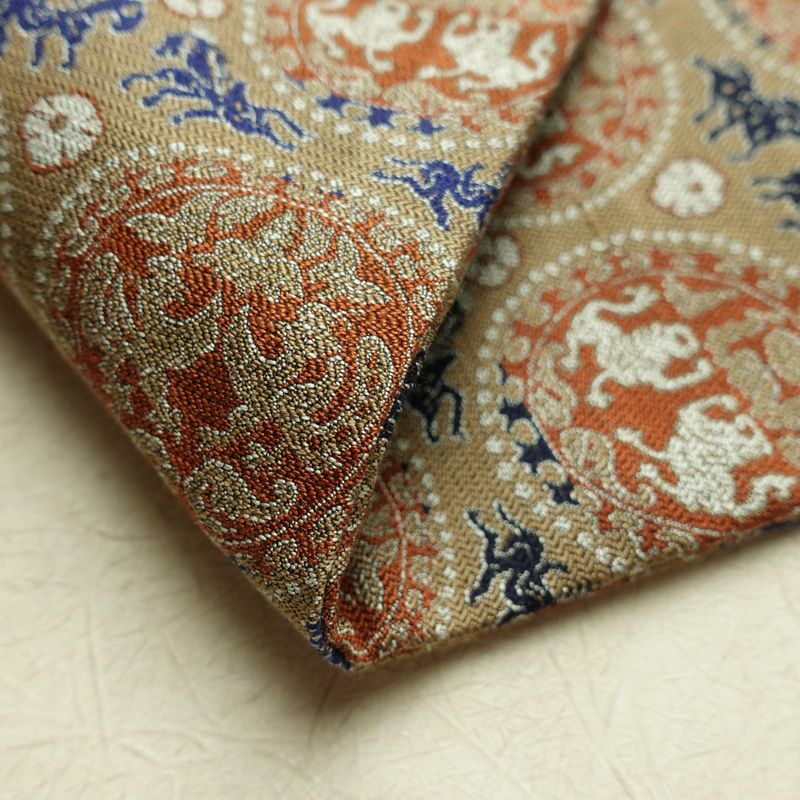 名古屋帯 全通柄 良品 正絹 幾何学柄・抽象柄 名古屋仕立て なごや帯 リサイクル帯 帯 ベージュ_画像10