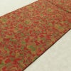 名古屋帯 全通柄 美品 正絹 木の葉・植物柄 名古屋仕立て なごや帯 リサイクル帯 帯 赤・朱_画像11