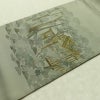 名古屋帯 太鼓柄 正絹 風景柄 名古屋仕立て なごや帯 リサイクル帯 帯 金彩 シンプル 緑・うぐいす色_画像10