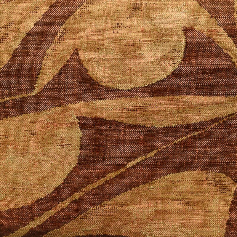 名古屋帯 六通柄 正絹 幾何学柄・抽象柄 通し仕立て なごや帯 リサイクル帯 帯 モダン 茶_画像2