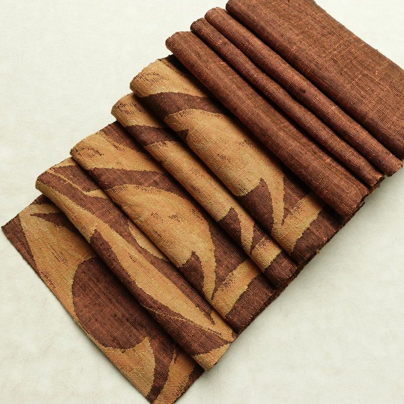 名古屋帯 六通柄 正絹 幾何学柄・抽象柄 通し仕立て なごや帯 リサイクル帯 帯 モダン 茶_画像18