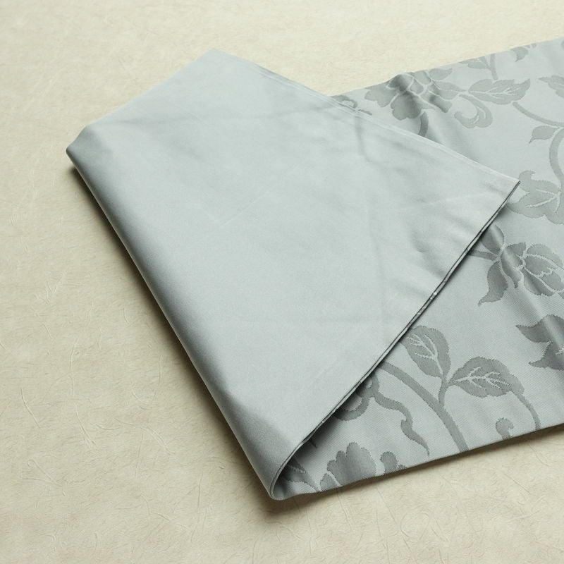 名古屋帯 六通柄 良品 正絹 花柄 名古屋仕立て なごや帯 リサイクル帯 帯 ブルーグレー グレー_画像9