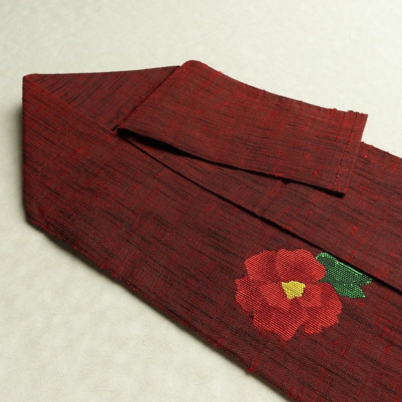 名古屋帯 六通柄 美品 正絹 花柄 名古屋仕立て なごや帯 リサイクル帯 帯 シンプル 小豆・エンジ_画像21