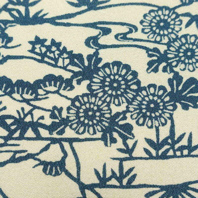 名古屋帯 全通柄 縮緬 正絹 木の葉・植物柄 名古屋仕立て なごや帯 リサイクル帯 帯 白_画像5