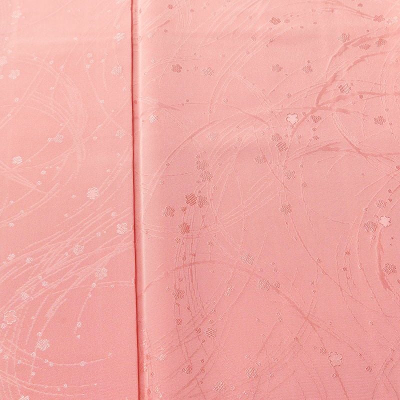 色無地 しつけ糸付き 一つ紋付き 正絹 木の葉・植物柄 袷仕立て 身丈156.5cm 裄丈64cm リサイクル着物 着物 お茶会 フォーマル ピンク_画像6