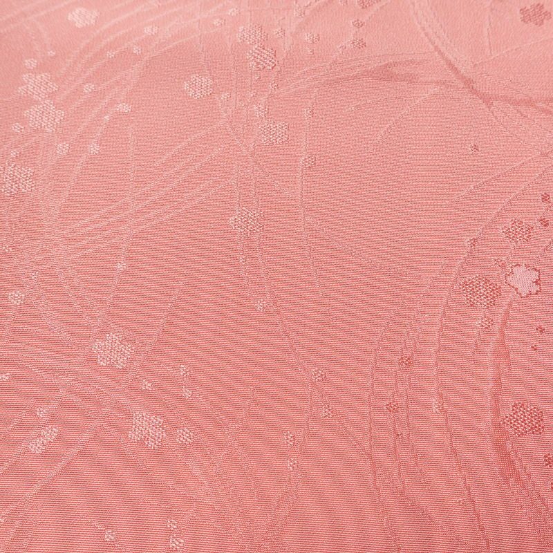 色無地 しつけ糸付き 一つ紋付き 正絹 木の葉・植物柄 袷仕立て 身丈156.5cm 裄丈64cm リサイクル着物 着物 お茶会 フォーマル ピンク_画像7