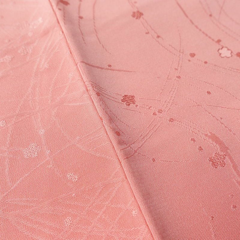 色無地 しつけ糸付き 一つ紋付き 正絹 木の葉・植物柄 袷仕立て 身丈156.5cm 裄丈64cm リサイクル着物 着物 お茶会 フォーマル ピンク_画像8