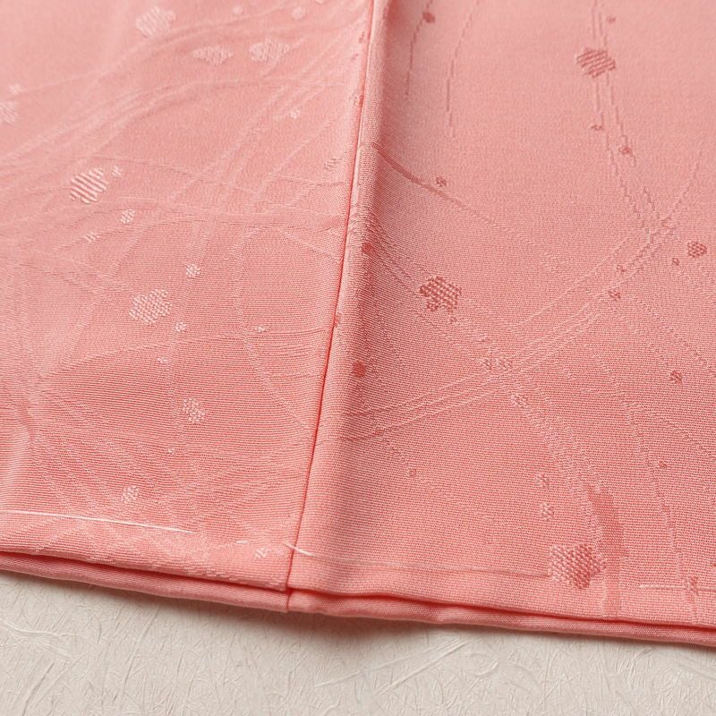 色無地 しつけ糸付き 一つ紋付き 正絹 木の葉・植物柄 袷仕立て 身丈156.5cm 裄丈64cm リサイクル着物 着物 お茶会 フォーマル ピンク_画像10