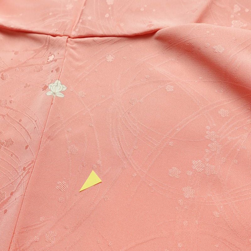 色無地 しつけ糸付き 一つ紋付き 正絹 木の葉・植物柄 袷仕立て 身丈156.5cm 裄丈64cm リサイクル着物 着物 お茶会 フォーマル ピンク_画像18