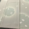 小紋 縮緬 飛び柄 正絹 古典柄 袷仕立て 身丈164.5cm 裄丈68cm リサイクル着物 雪輪 花びら 着物 くすみパープル 紫・藤色_画像4