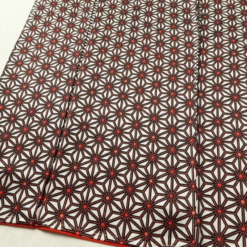 小紋 良品 付下小紋 正絹 麻の葉柄 袷仕立て 身丈158cm 裄丈64.5cm リサイクル着物 着物 赤・朱_画像4