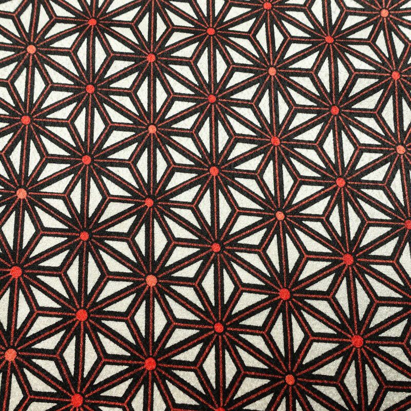 小紋 良品 付下小紋 正絹 麻の葉柄 袷仕立て 身丈158cm 裄丈64.5cm リサイクル着物 着物 赤・朱_画像7