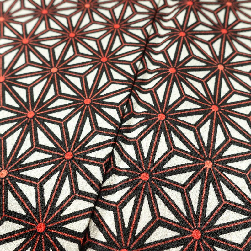 小紋 良品 付下小紋 正絹 麻の葉柄 袷仕立て 身丈158cm 裄丈64.5cm リサイクル着物 着物 赤・朱_画像10