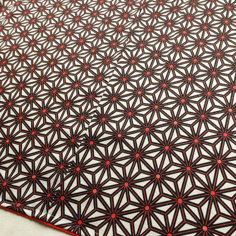 小紋 良品 付下小紋 正絹 麻の葉柄 袷仕立て 身丈158cm 裄丈64.5cm リサイクル着物 着物 赤・朱_画像13