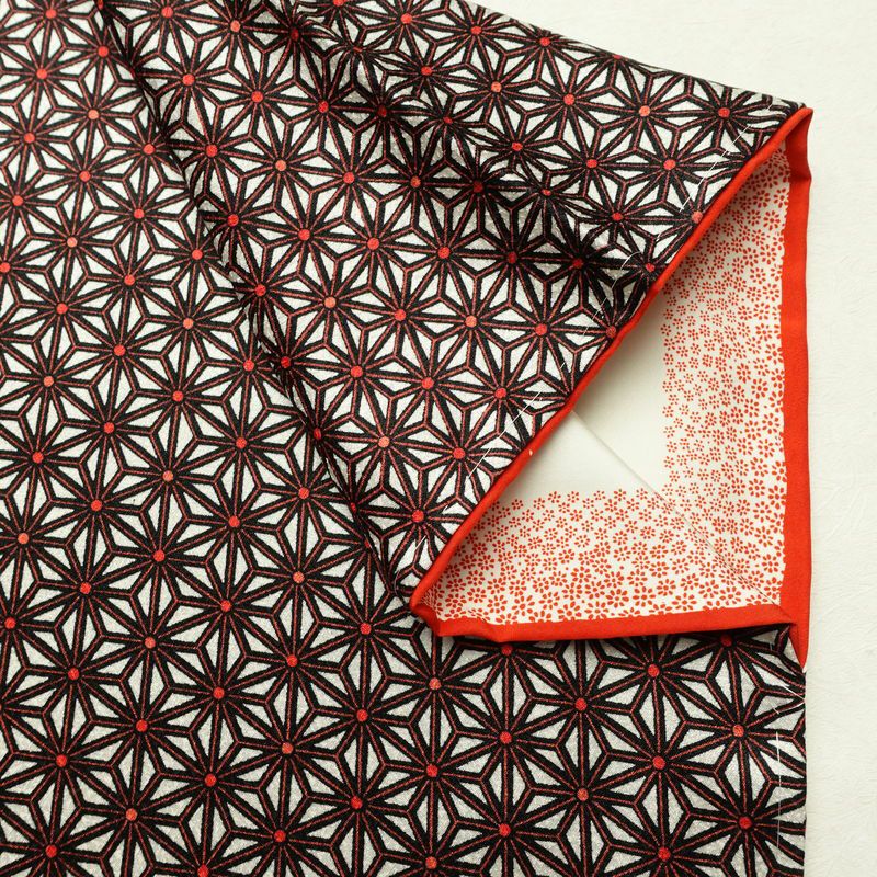 小紋 良品 付下小紋 正絹 麻の葉柄 袷仕立て 身丈158cm 裄丈64.5cm リサイクル着物 着物 赤・朱_画像15