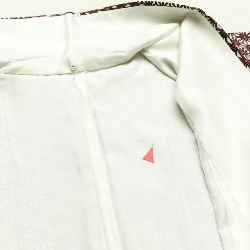 小紋 良品 付下小紋 正絹 麻の葉柄 袷仕立て 身丈158cm 裄丈64.5cm リサイクル着物 着物 赤・朱_画像19