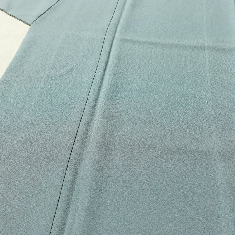 色無地 縮緬 一つ紋付き 丹後ちりめん 正絹 無地 袷仕立て 身丈160.5cm 裄丈63cm リサイクル着物 着物 お茶会 フォーマル 青・紺_画像5