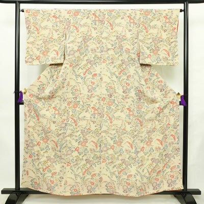 小紋 美品 しつけ糸付き 正絹 古典柄 袷仕立て 身丈162.5cm 裄丈65.5cm 
